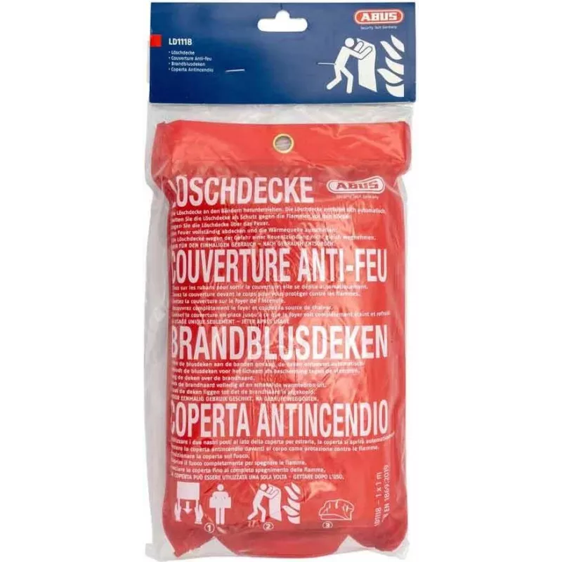 ABUS LD1118 ugunsdrošības sega 100 x 100 cm stiklašķiedra sarkana DIN EN 1869:2001 86672