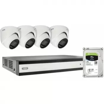 ABUS SECURITY-CENTER TVVR33843D 8 kanālu hibrīda analogā/IP ierakstītāja komplekts ar 4 mini-dome kamerām