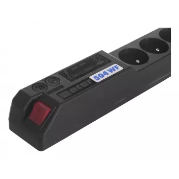 ACAR 504WF EMI/RFI pārsprieguma aizsargs pagarinātājs, 5 Schuko kontaktligzdas, 3 m vads, melns
