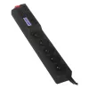 ACAR 504WF EMI/RFI pārsprieguma aizsargs pagarinātājs, 5 Schuko kontaktligzdas, 3 m vads, melns