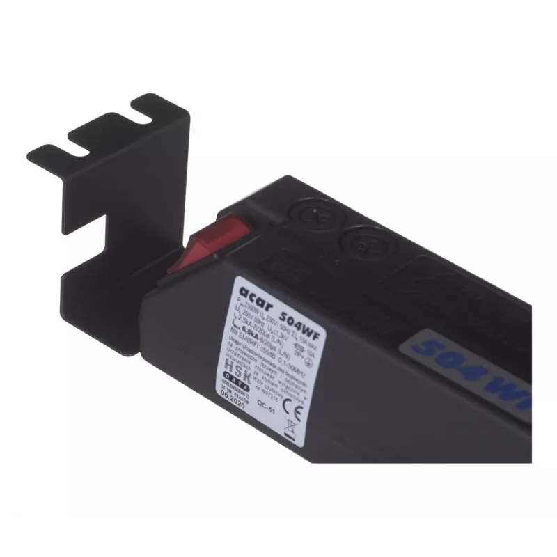 ACAR 504WF EMI/RFI pārsprieguma aizsargs pagarinātājs, 5 Schuko kontaktligzdas, 3 m vads, melns