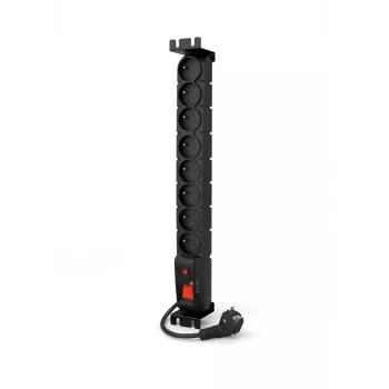 ACAR S8 FA RACK 8-Outlet 19 collu Rack-Mount Power Strip ar pārsprieguma aizsardzību, 5m kabelis, melns