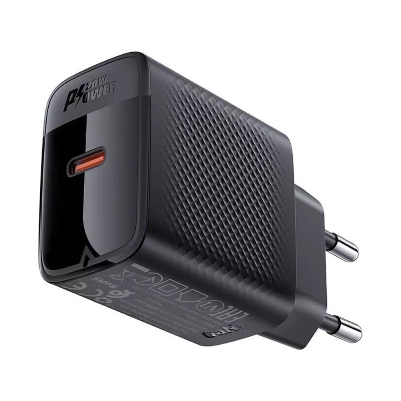 ACEFAST A82 GaN USB-C PD 20W sienas lādētājs - Melns