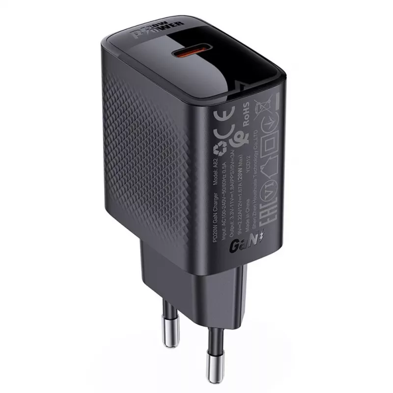 ACEFAST A82 GaN USB-C PD 20W sienas lādētājs - Melns