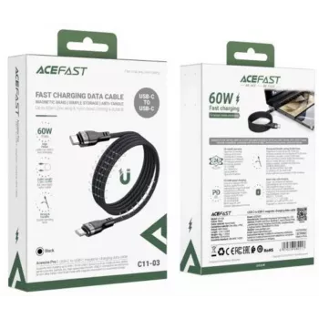 Acefast C11-03 3in1 USB-C to USB-C Cable 100W 480Mbps 1.2m Black