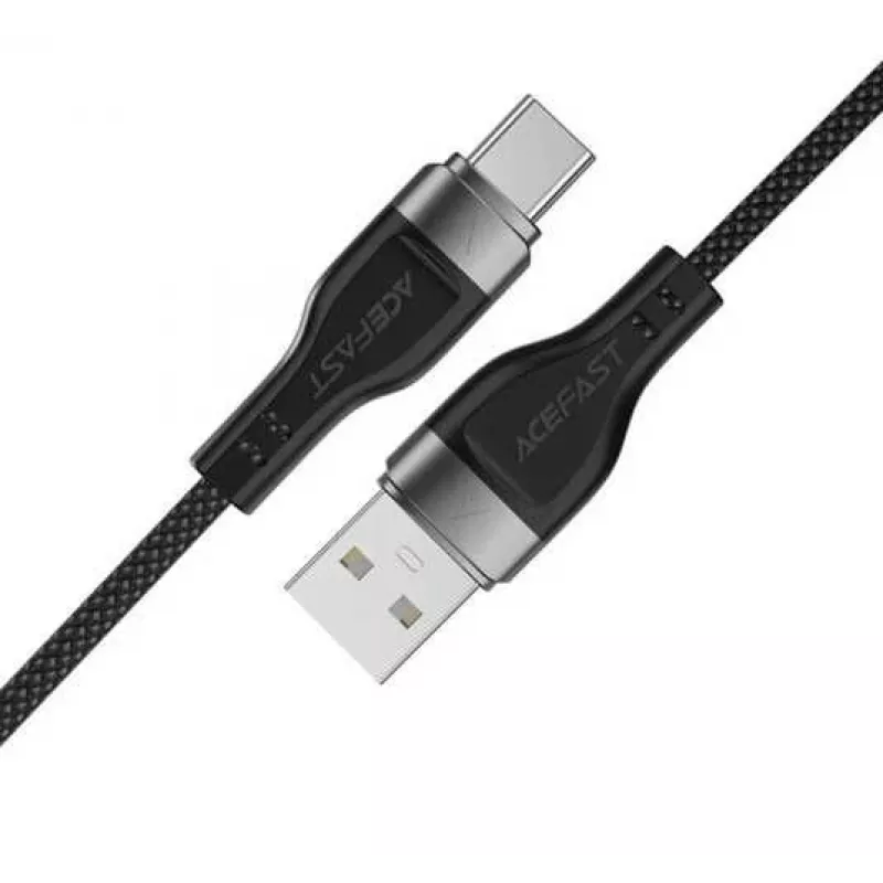 ACEFAST C11-04 USB-A uz USB-C 3A Magnētiskais pītais kabelis 1,2m Melns
