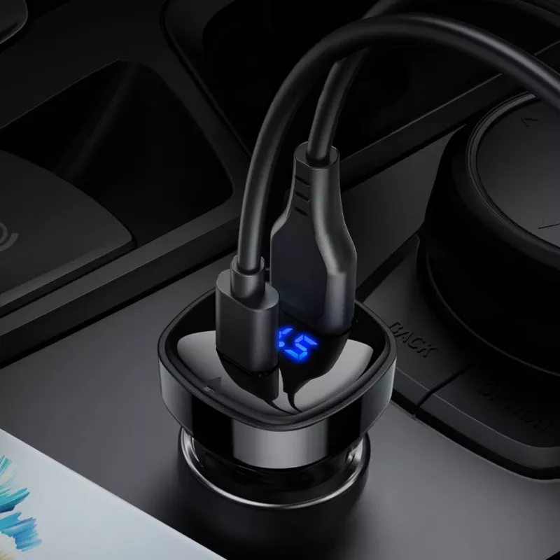 ACEFAST Auto lādētājs 66W USB Type C / USB, PPS, Power Delivery, Quick Charge 4.0, AFC, FCP Melns (B4 black)