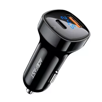 ACEFAST Auto lādētājs 66W USB Type C / USB, PPS, Power Delivery, Quick Charge 4.0, AFC, FCP Melns (B4 black)