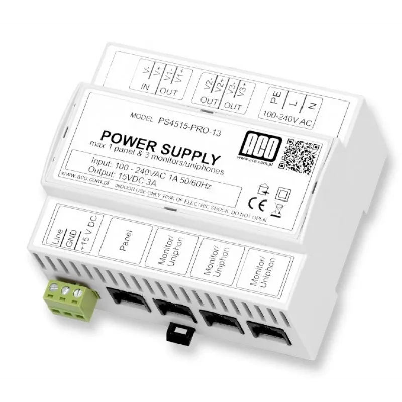 ACO PS45-15-PRO-13 Video Barošanas Avots DIN 15V, 3A