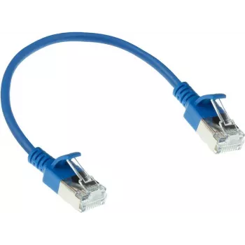 ACT Zils 0,15m LSZH U/FTP CAT6A Datacenter Slimline savienojuma kabelis ar aizsargātiem RJ45 savienotājiem (DC7630)