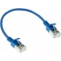 ACT Zils 0,15m LSZH U/FTP CAT6A Datacenter Slimline savienojuma kabelis ar aizsargātiem RJ45 savienotājiem (DC7630)