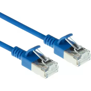 ACT Zils 5m LSZH U/FTP CAT6A Datacenter Slimline savienojuma kabelis ar aizsargātiem RJ45 savienotājiem (DC7605)