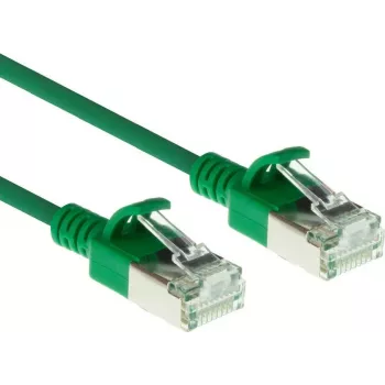 ACT zaļš 0,15m LSZH U/FTP CAT6A datu centra slimline savienojuma kabelis ar aizsargātiem RJ45 savienotājiem (DC7730)