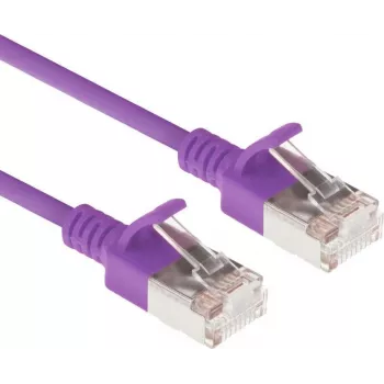 ACT Violeta 0,25m LSZH U/FTP CAT6A Datacenter Slimline tīkla kabelis ar aizsargātu fiksatoru un RJ45 savienotājiem (DC7352)