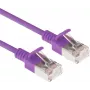 ACT Violeta 0,25m LSZH U/FTP CAT6A Datacenter Slimline tīkla kabelis ar aizsargātu fiksatoru un RJ45 savienotājiem (DC7352)