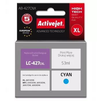 Activejet AB-427CNX Brother LC-427CXL saderīga ciāna tintes kasetne, Supreme sērija, augsta ietilpība, 53 ml
