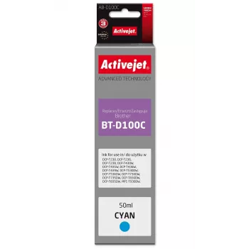 Activejet AB-D100C Cyan saderīga tintes kasetne Brother printeriem, Brother BT-D100C aizstājēja, Supreme sērija, 50 ml