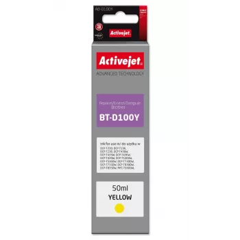 Activejet AB-D100Y dzeltenā tintes kasetne Brother printeriem, aizstāj Brother BT-D100Y, Supreme sērija, 50 ml