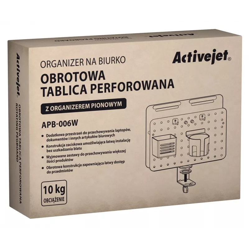 Activejet APB-006W Rotējošs perforēts galda organizators, pelēks un balts