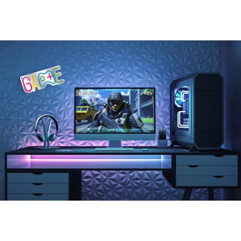 Activejet Neon LED AJE-NEON GAME - Spēļu kontrollera formas LED neona gaisma, daudzkrāsaina, USB barošana, montējama pie sienas