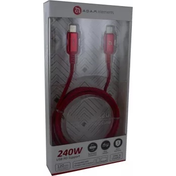 ADAM ELEMENTS Adam Cotton 240W USB-C uz USB-C kabelis 1,2 m sarkans (ACBADP120RD)