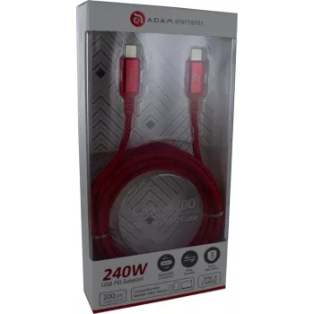 ADAM ELEMENTS Adam Cotton 240W USB-C uz USB-C kabelis 2m sarkans (ACBADP200RD)