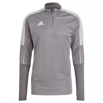 adidas Tiro 21 Treniņu tops Pelēks Four GH7301 Vīriešu šaurs piegriezums ceturtdaļas rāvējslēdzējs garām piedurknēm AEROREADY Pārstrādāts poliesters
