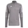 adidas Tiro 21 Treniņu tops Pelēks Four GH7301 Vīriešu šaurs piegriezums ceturtdaļas rāvējslēdzējs garām piedurknēm AEROREADY Pārstrādāts poliesters