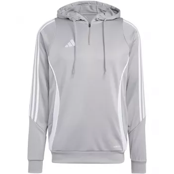 adidas Tiro 24 Treniņu kapuce ar kapuci vīriešiem, vidēji pelēka melanža/melna, slim fit, AEROREADY, pārstrādāts poliesters