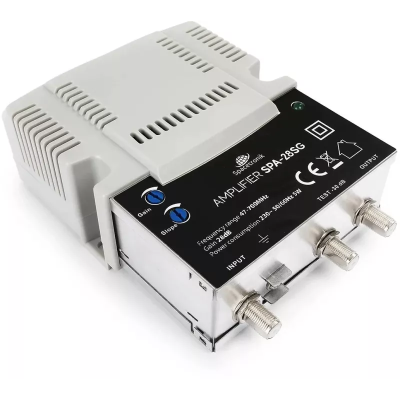 Regulējams zemes un kabeļtelevīzijas signāla pastiprinātājs Spacetronik SPA-28SG LTE II