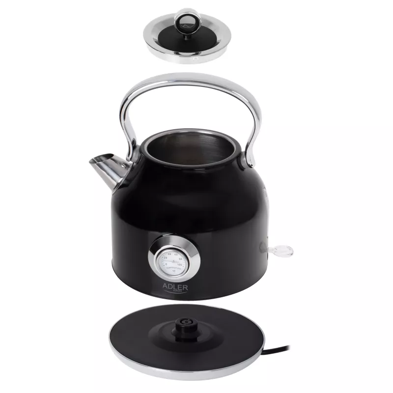 Adler AD 1346B Elektriskā tējkanna 1,7 L, 2200 W, melna, metāliska