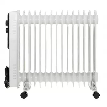 Adler AD 7819 eļļas radiators, 2000W, 9 sekcijas, 3 siltuma režīmi, regulējams termostats, aizsardzība pret pārkaršanu, iebūvēti riteņi, balts/pelēks