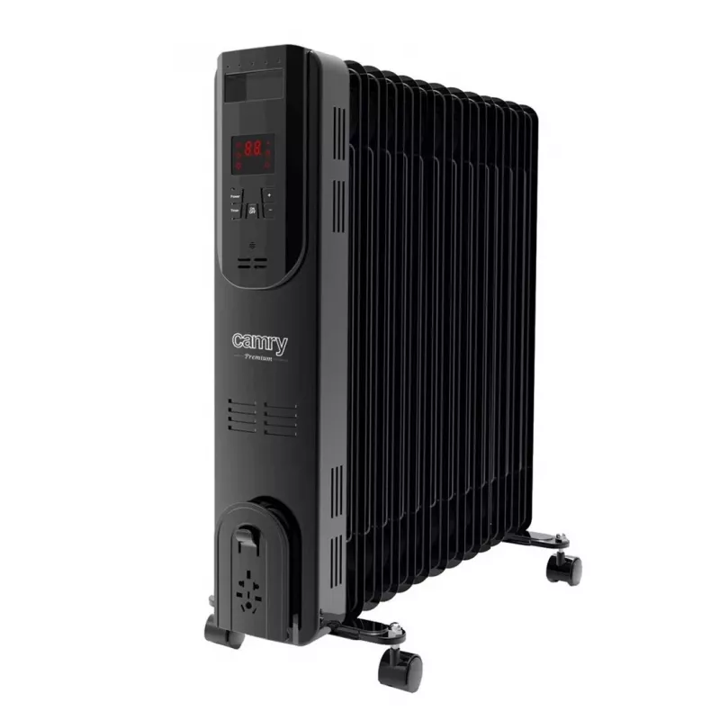 Adler Camry CR 7814 eļļas radiators ar tālvadības pulti, 2500 W, 3 jaudas līmeņi, 11 sekcijas, digitālais termostats, 24 stundu taimeris, LED displejs, aizsardzība pret pārkaršanu un apgāšanos, melns