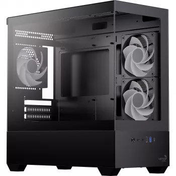 AEROCOOL P300D G-BK-v1 Mini Tower ATX korpuss, melns, rūdīts stikls