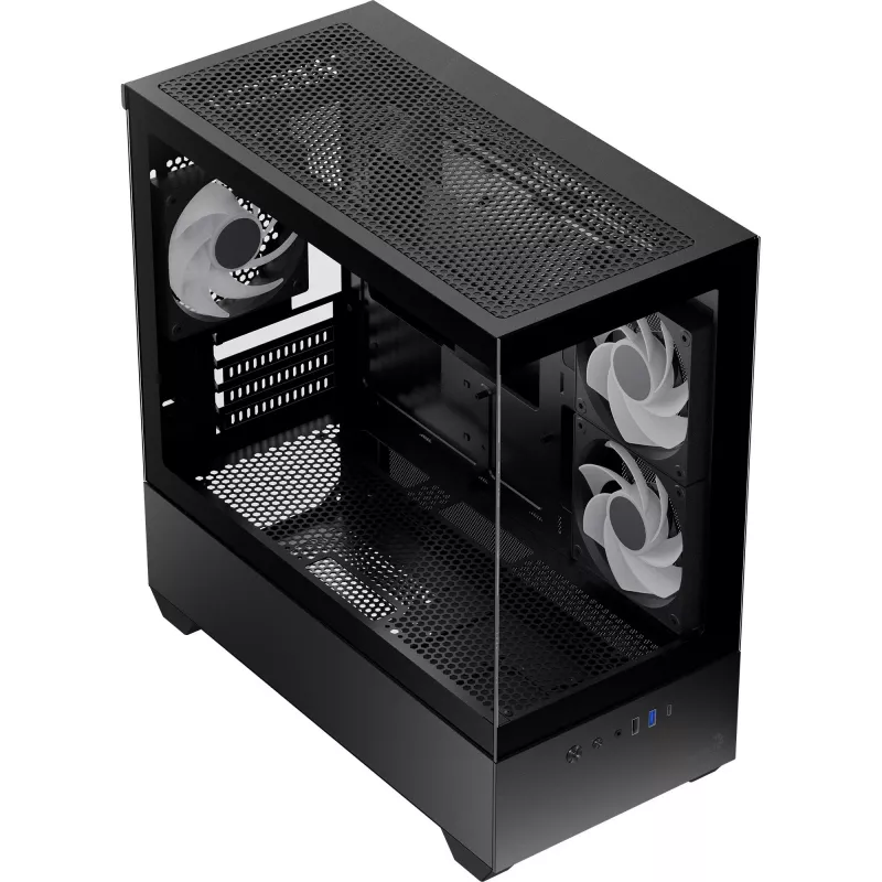 AEROCOOL P300D G-BK-v1 Mini Tower ATX korpuss, melns, rūdīts stikls