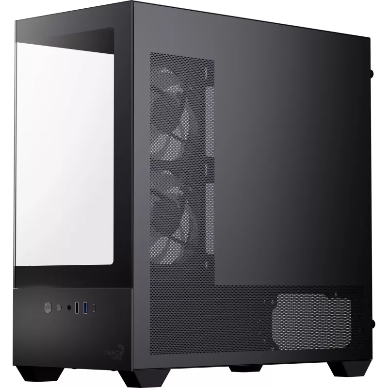 AEROCOOL P300D G-BK-v1 Mini Tower ATX korpuss, melns, rūdīts stikls
