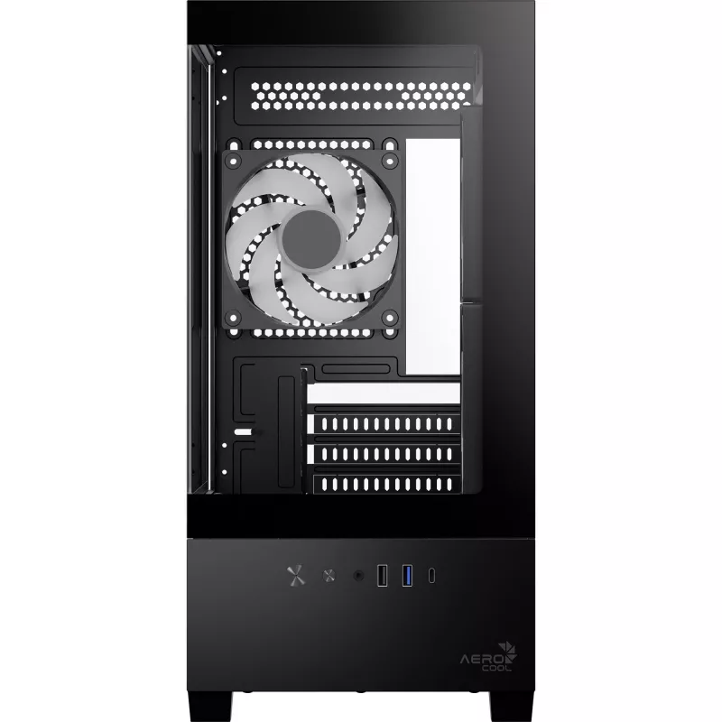 AEROCOOL P300D G-BK-v1 Mini Tower ATX korpuss, melns, rūdīts stikls