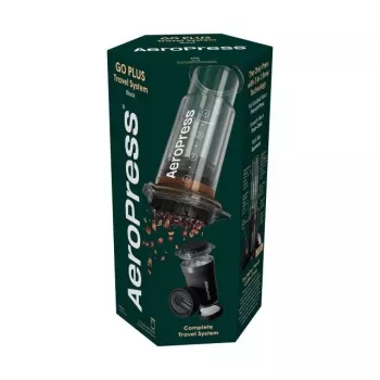 AeroPress Go Plus ceļojumu kafijas prese ar termokrūzi - melna