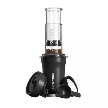 AeroPress Go Plus ceļojumu kafijas prese ar termokrūzi - melna