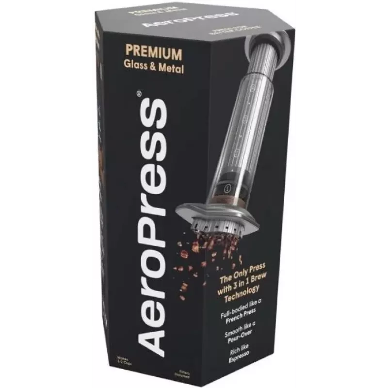 AeroPress Premium kafijas pagatavotājs ar 350 filtriem, manuālais espresso un aukstās brūvēšanas, bez BPA, tumši pelēks