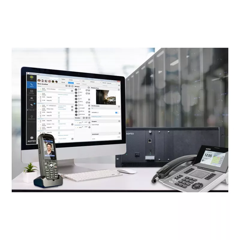 AGFEO ES 730 IT IP komunikāciju sistēma (PBX) – 100 abonentu, 100 SIP maģistrāļu, 30 VoIP zvanu, Gigabit Ethernet, USB, ugunsmūris, VPN, UC-Suite, CTI, Web GUI