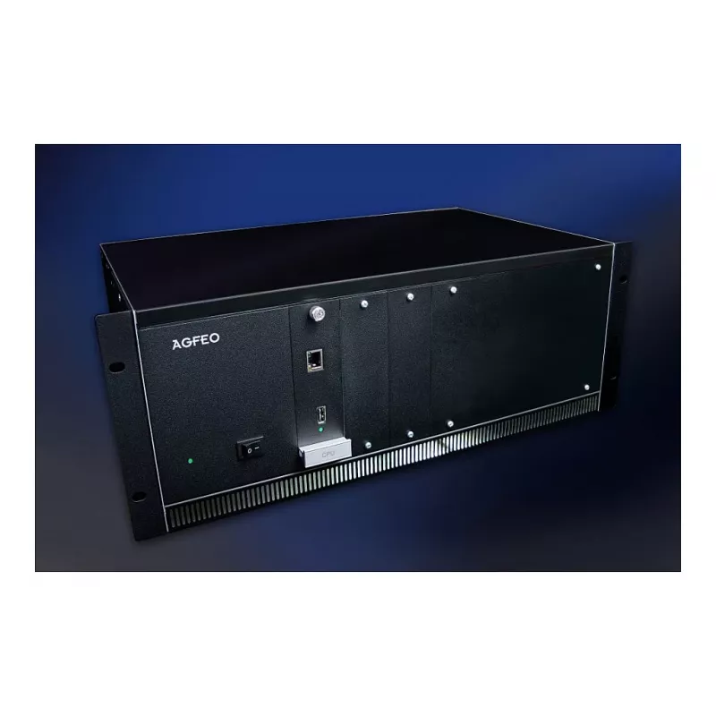 AGFEO ES 730 IT IP komunikāciju sistēma (PBX) – 100 abonentu, 100 SIP maģistrāļu, 30 VoIP zvanu, Gigabit Ethernet, USB, ugunsmūris, VPN, UC-Suite, CTI, Web GUI
