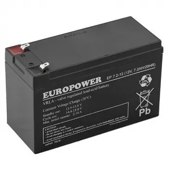 AGM akumulators EUROPOWER Series EP 12V 7.2Ah (kalpošanas laiks 6-9 gadi)