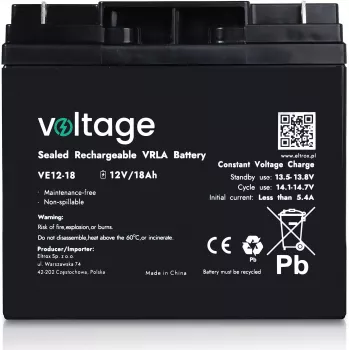 AGM akumulators 12V 18Ah VE12-18 (kalpošanas laiks 6-9 gadi)