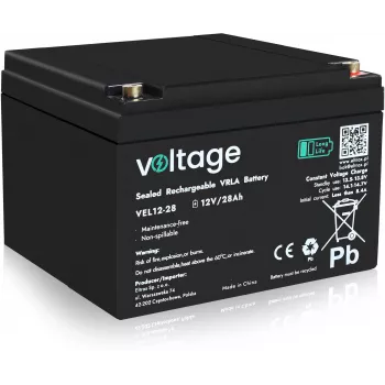 AGM Battery Voltage Long Life 12V 28Ah VEL12-28 (15 years lifespan)
