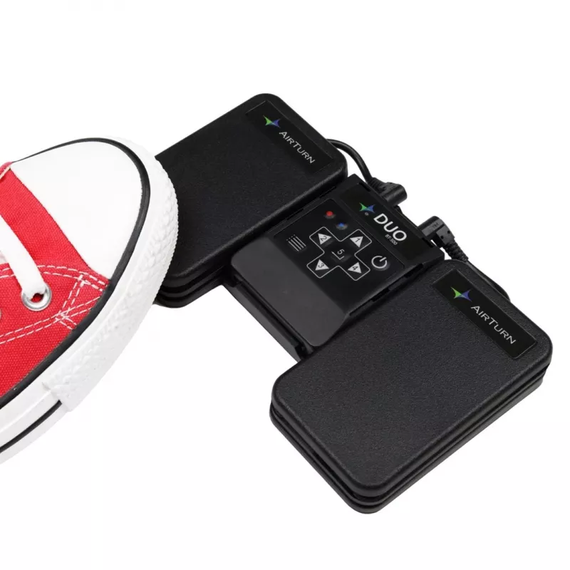 Airturn DUO 500 - Bluetooth 5.0 lapiņu pāršķiršanas pedāļu kontrolieris, klusie membrānas slēdži, 200h akumulators, USB-C