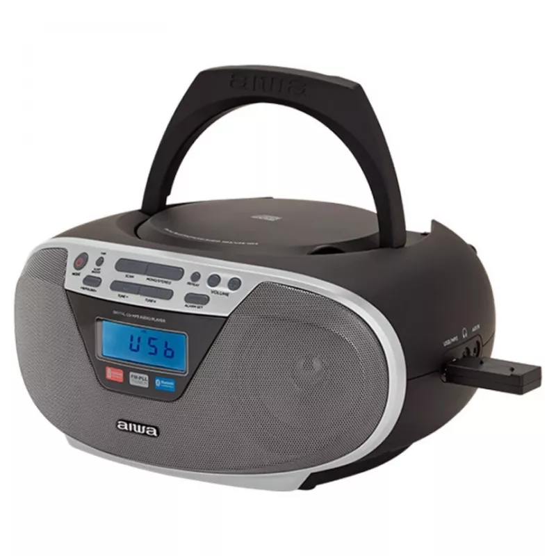 Aiwa BBTU-400SL pārnēsājama stereo sistēma CD/FM RDS/USB/Bluetooth sudraba MP3 atskaņošana