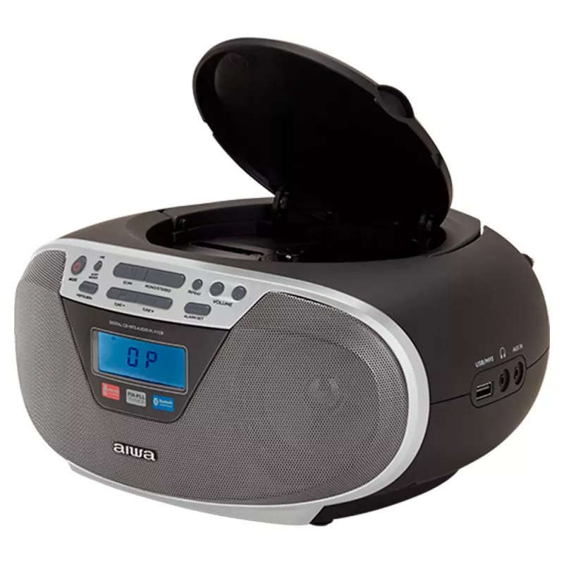 Aiwa BBTU-400SL pārnēsājama stereo sistēma CD/FM RDS/USB/Bluetooth sudraba MP3 atskaņošana