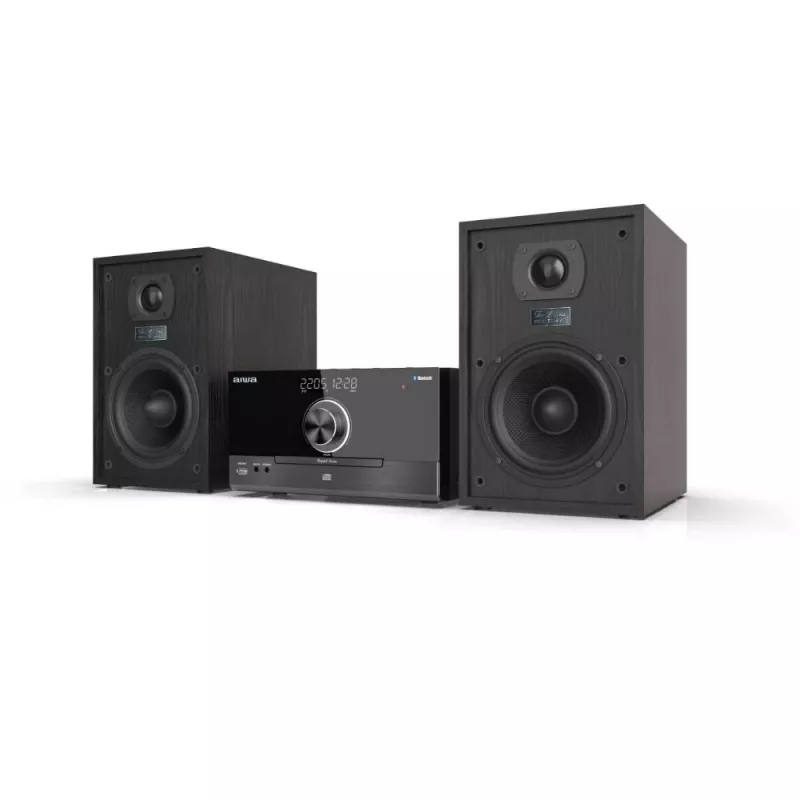 Aiwa MSBTU-600 50W Bluetooth CD Micro Hi-Fi System ar FM Radio, USB, Aux-in, LED Display, Remote Control, Melns