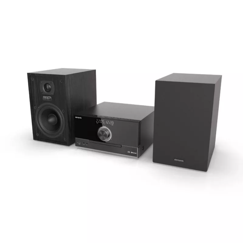 Aiwa MSBTU-600 50W Bluetooth CD Micro Hi-Fi System ar FM Radio, USB, Aux-in, LED Display, Remote Control, Melns